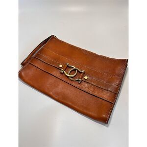 Pratesi  Cognac Brown Leather Clutch Wristlet Bag Formal